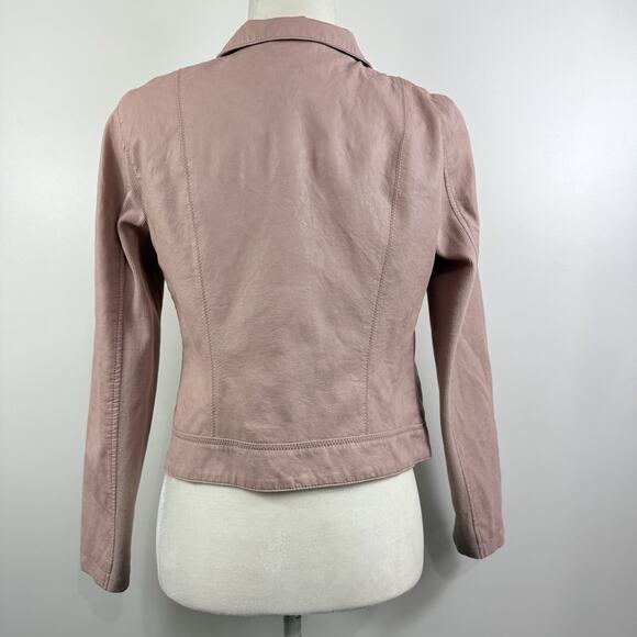 Anthropologie ETT:TWA Ripley Light Pink Faux Leather Moto Jacket SP Vegan Ribbed - Picture 16 of 16